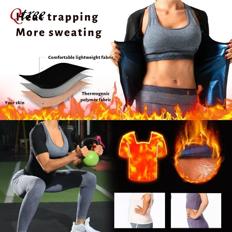 Qtree Workout Shapewear for Women Weight Loss Sauna Effect Body Shaper Waist Trainer Arm Slimmer Shirt Bodybuilding Trimmer Belt 250716