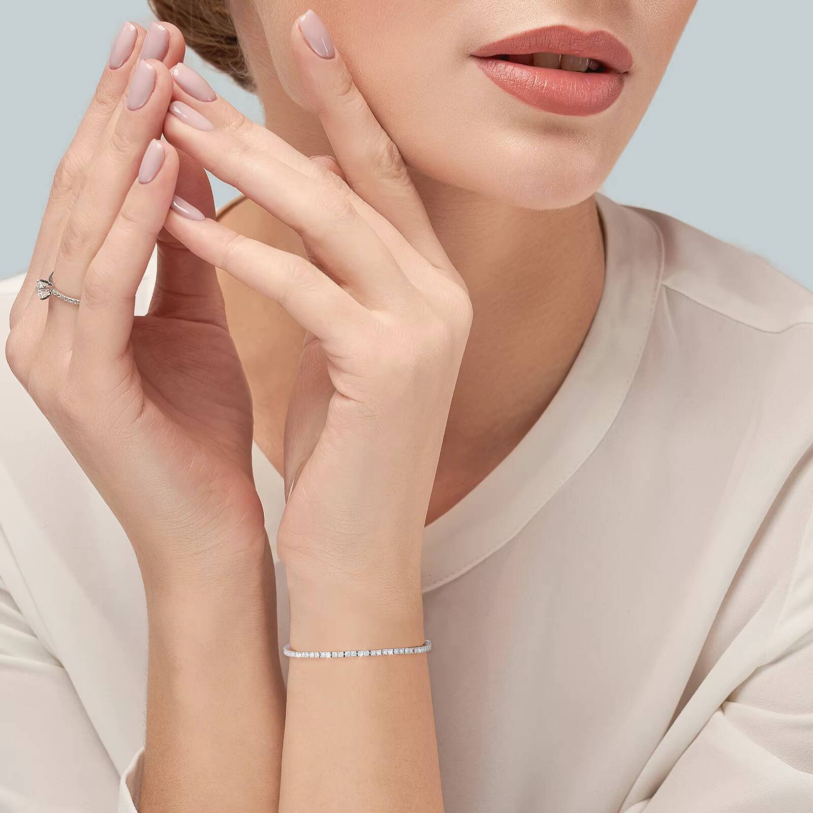 925 Sterling Silver Moissanite White Gold Plated Chain Sparkling 3MM VVS1 GRA Wedding Brides Jewelry Tennis Bracelet for Women