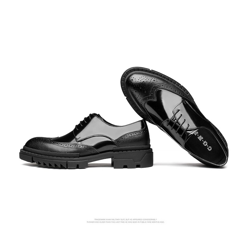Brock leather shoes men, British business genuine leather carving, patent leather, formal wear and wedding