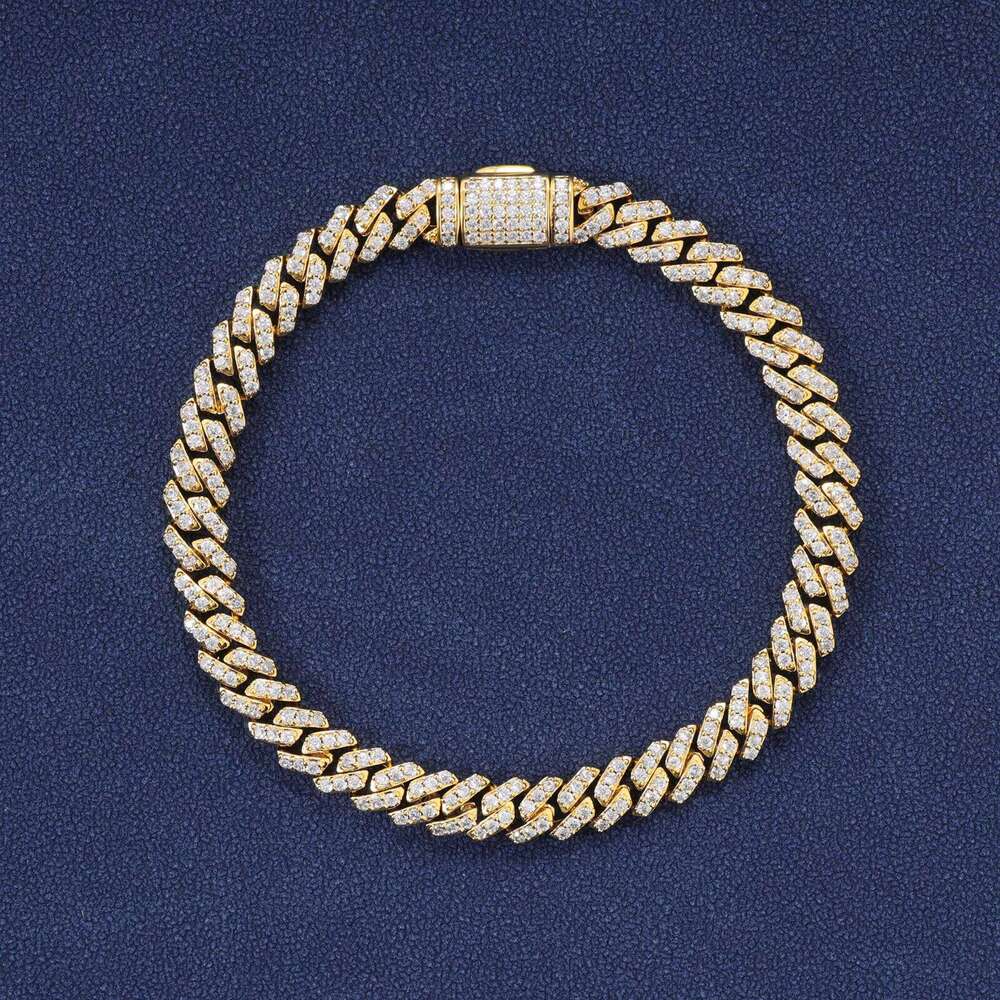 VVS D Moissanite Sterling Sier Cuban Bracelet Hip-Hop Style Cross Chain 6mm 8mm 10mm 12mm 16mm 18mm Sizes