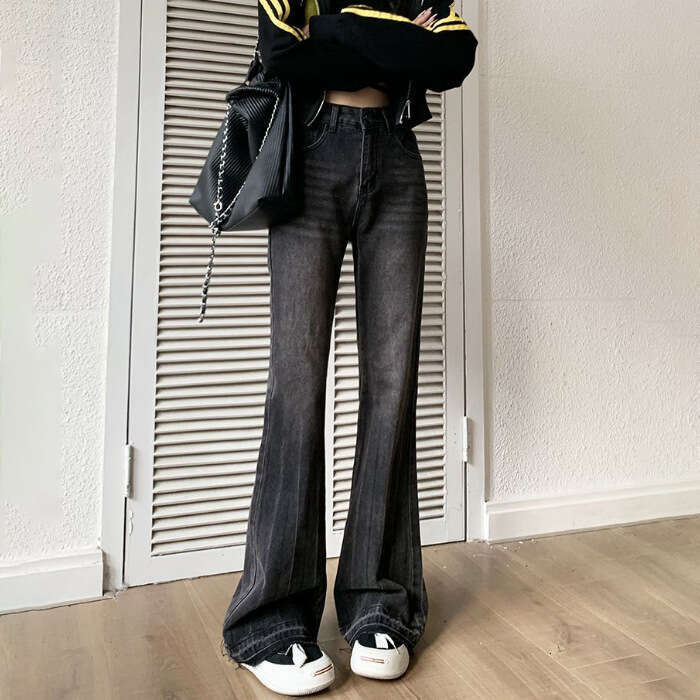 Women's 2025 New Flared Jeans Petite Women Loose American Style Non-Tight Leg Flare Pants for Spring and Autumn