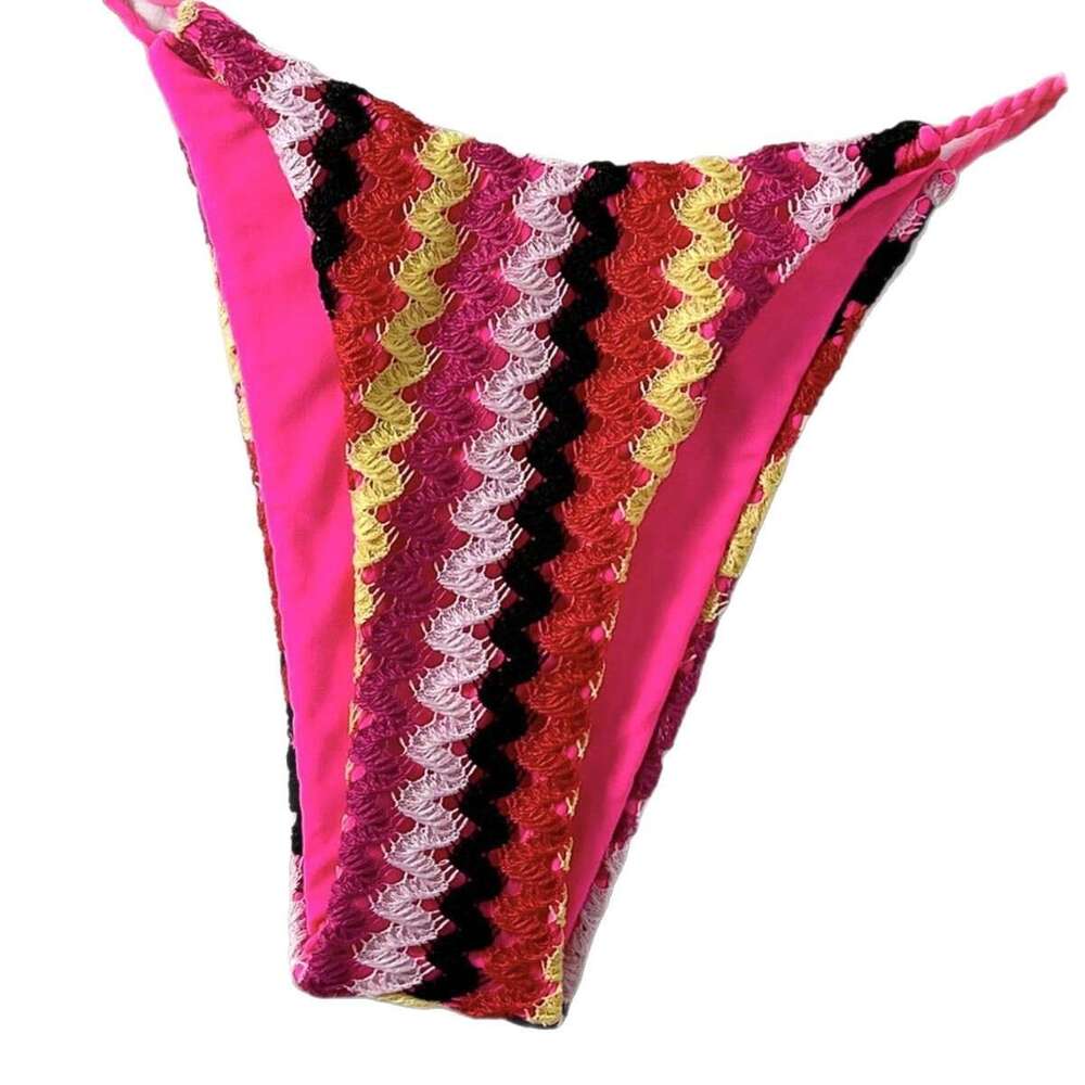 2025 New Knitted Rope Bikini Beach Women Two-Piece Tie Swimsuit