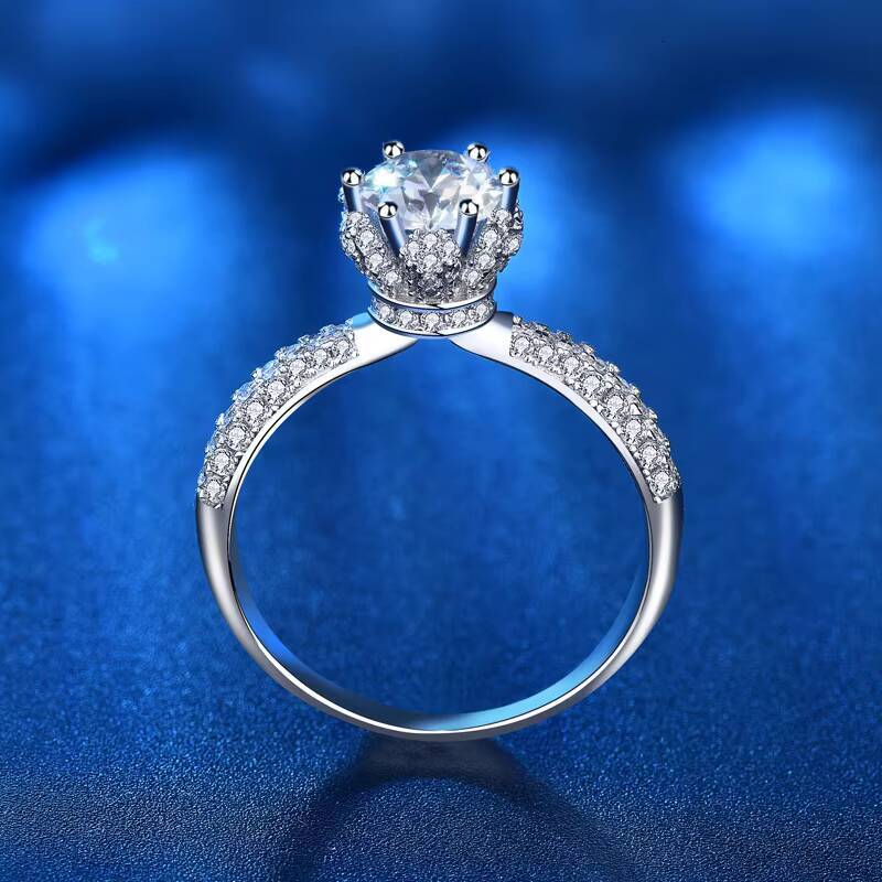 Wedding Engagement Jewelry 925 Sterling Silver Gold Plated Prong Setting Moissanite Ring