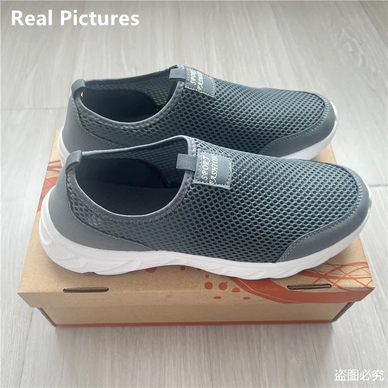 Men Running Shoes Summer Sneakers Mesh Breathable Lightweight Walking Casual Shoes Slip-On Driving Men Loafers Zapatos Casuales 250716