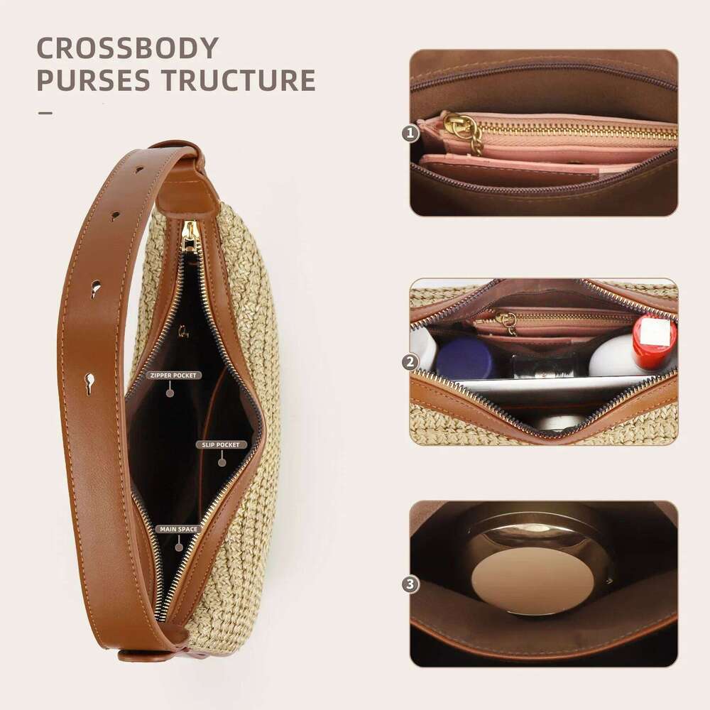 Crossbody Bags for Women, Summer Straw Handbags Shoulder Clutch Beach Bag