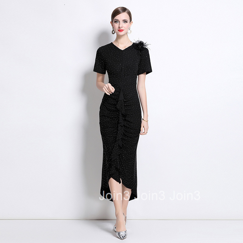 8803 New Fashion Elegant Heavy Rhinestone Waist-Cinching Bodycon Dress Long Dress