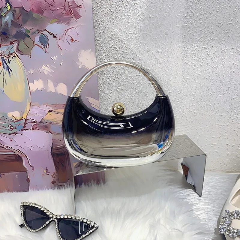 Fashion Acrylic Shiny Shoulder Bag Women Tote Crossbody Chain Round Bag Female Handbag 250717