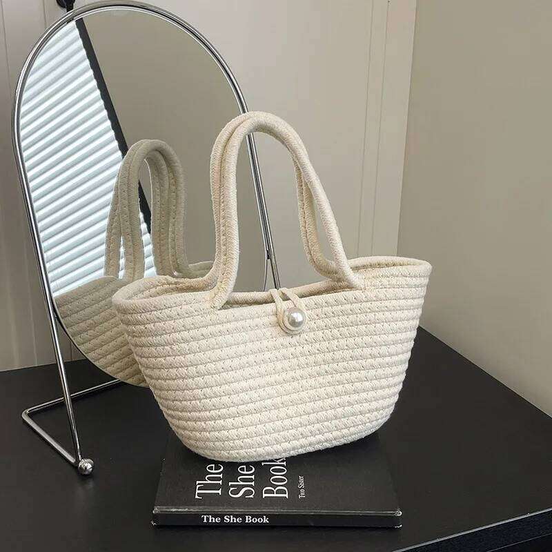 2025 New Women's Straw Woven Tote Large Capacity Beach Hollow-Out Handbag Boho Vacation Purse Casual Day Bag