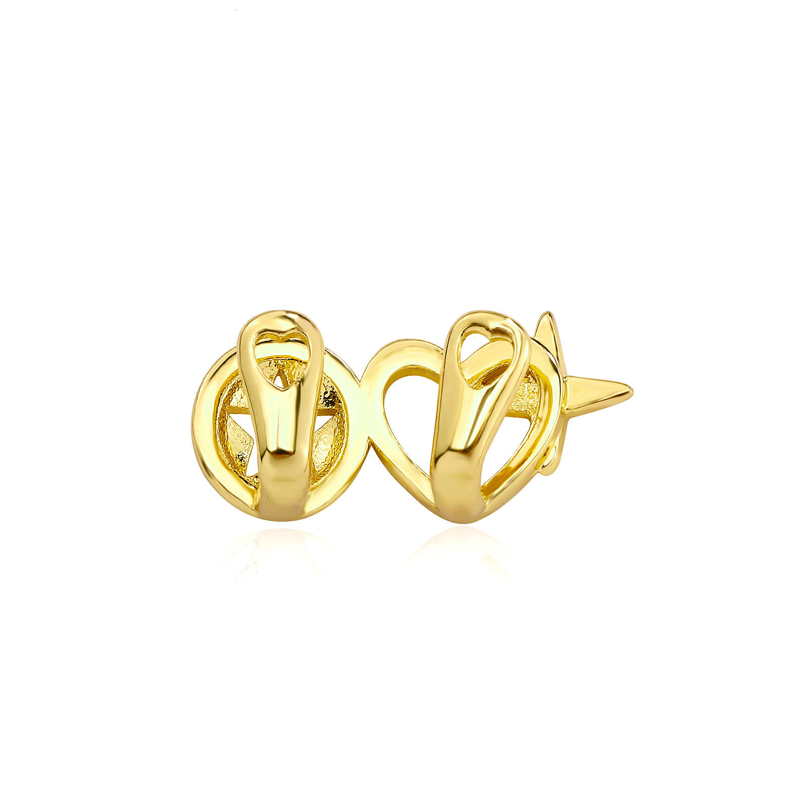 Hip Hop Star Grillz Hollow Polished Electroplated Gold Teeth Christmas Unique Tooth Jewelry High Quality