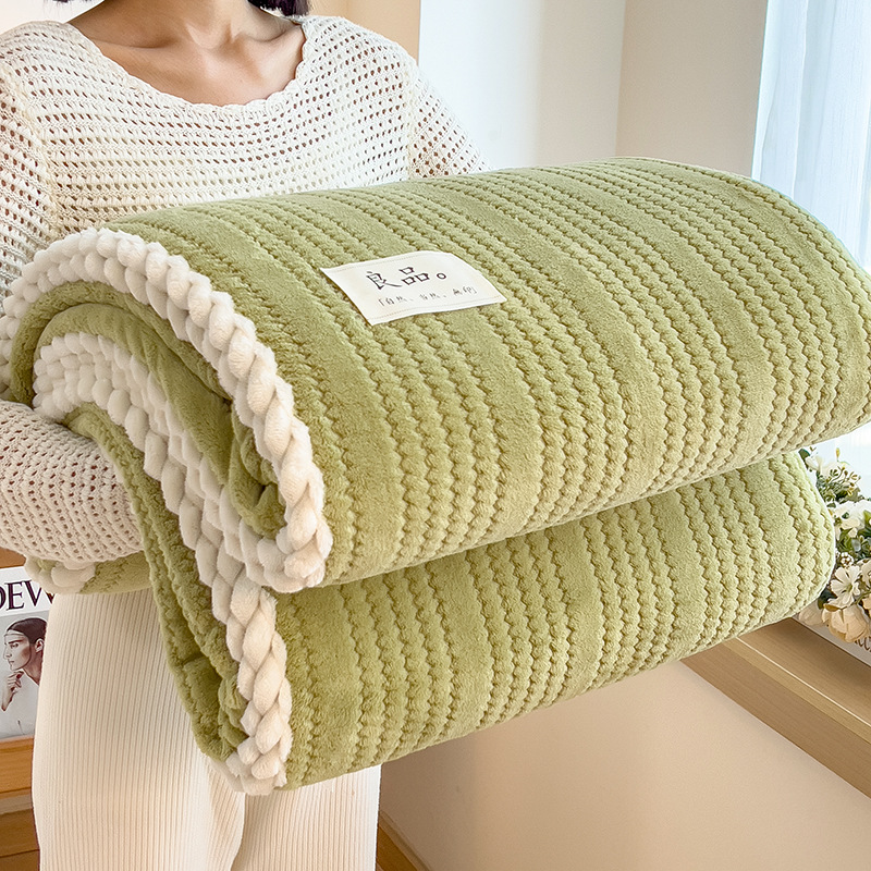 Designer Blanket Jacquard Fleece Platinum Multifunctional Blanket Hemming Fleece Blanket Office Nap Blanket