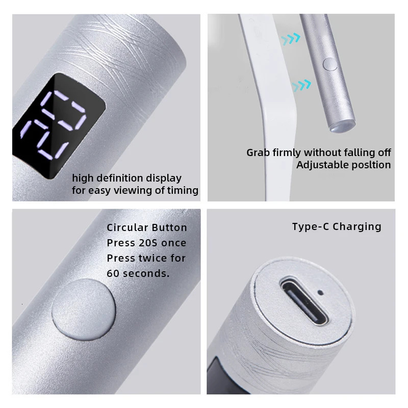 Mini UV LED Nail Dryer Portable Uv Light Lamp for Gel Nail Polish With 360° Rotation Magnetic Holder Fast Drying Handheld Lamp 250716