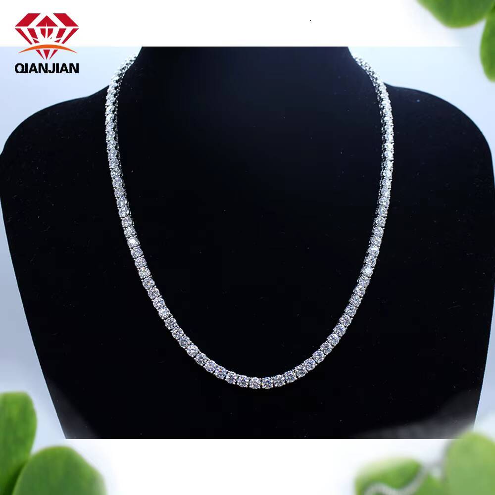 Luxury Mens 16-18 Inch Tennis Chain Necklace 925 Sterling Silver D VVS Moissanite Diamond Chain Party Jewelry