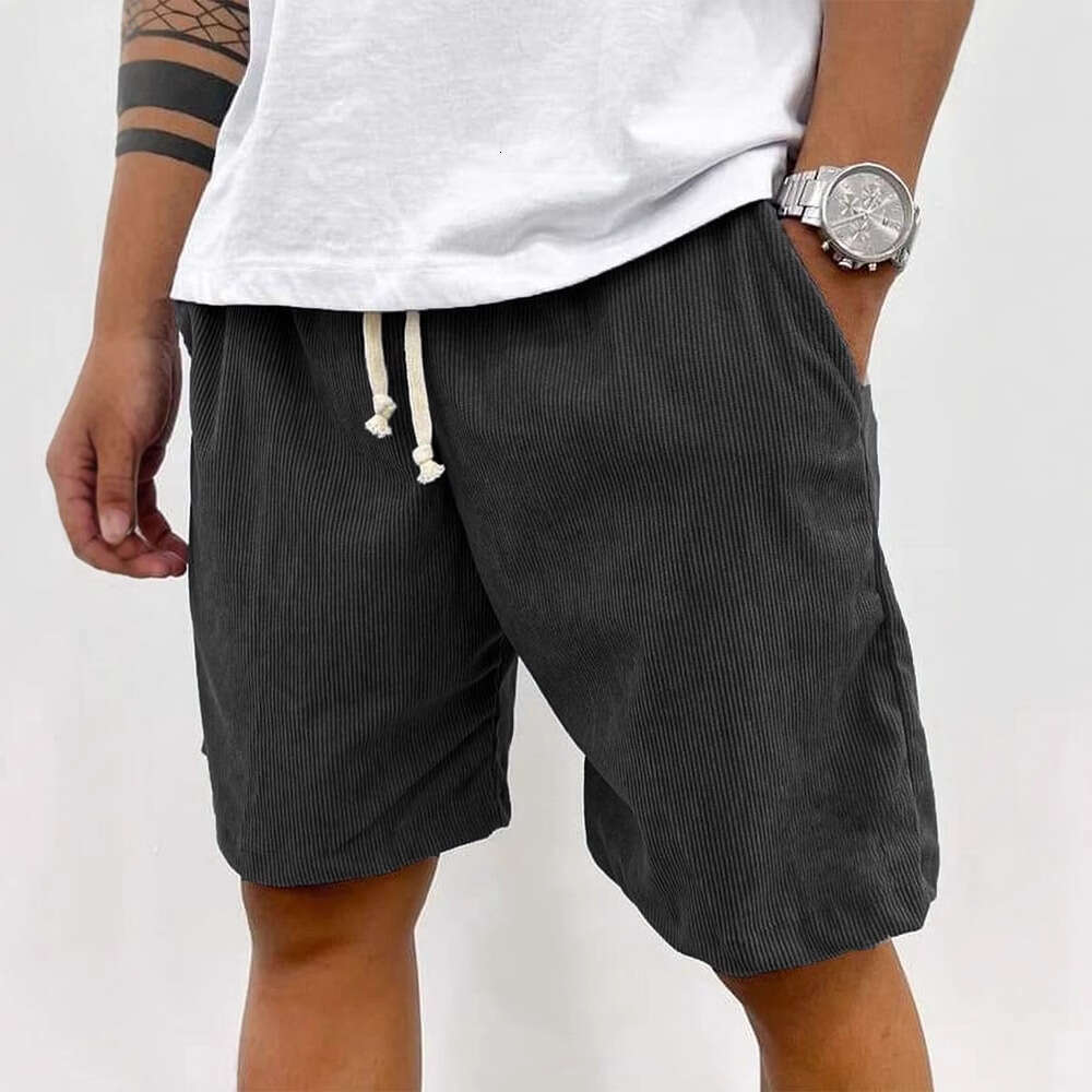 2025 New Men's Summer Casual Drawstring Corduroy Shorts