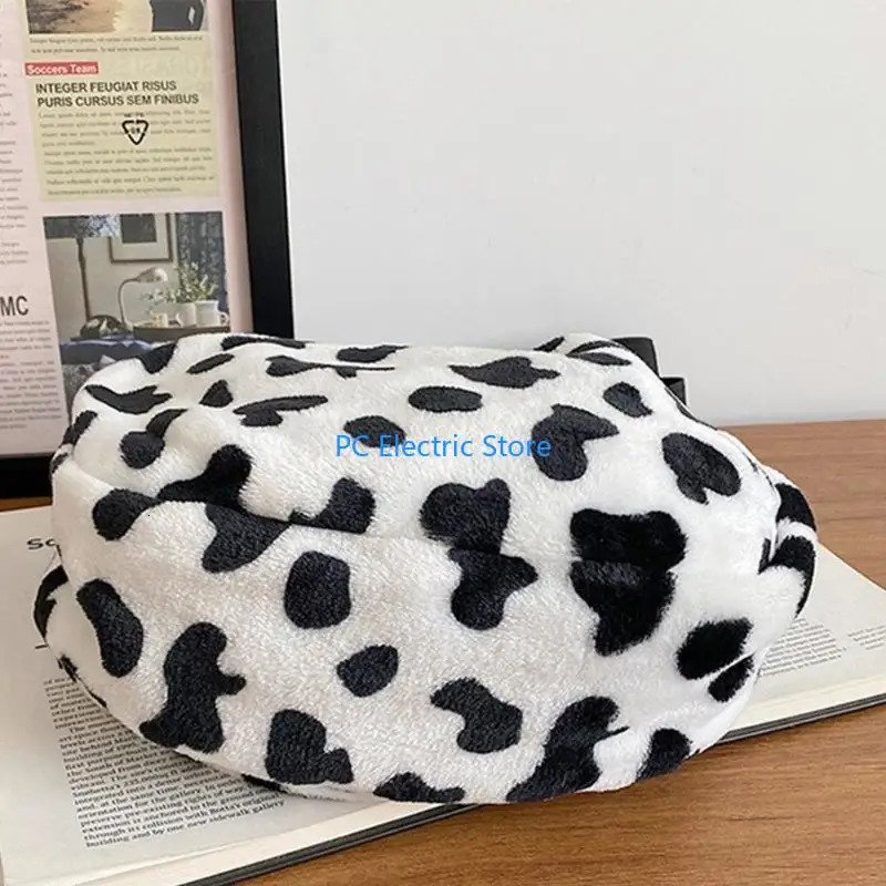 68C Stylish Single Shoulder Plush Bag with Lovely Cow s Lightweight Handbag 250717