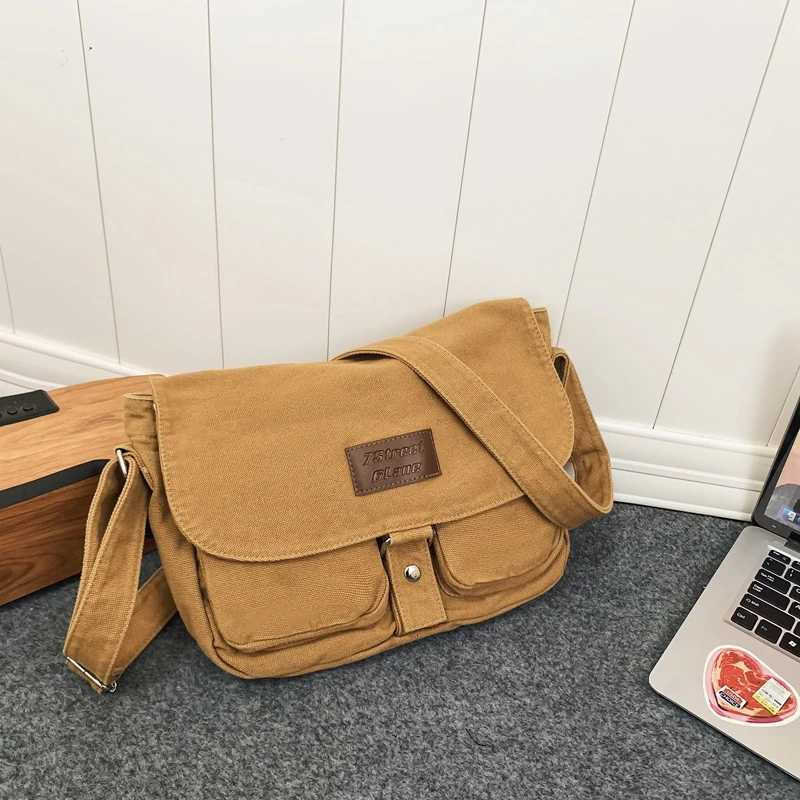 Womens School Messenger Bags For Women Shoulder Ladies Designer Handbag Solid Large Capacity Casual Canvas Shoulder Female Bags Y250719