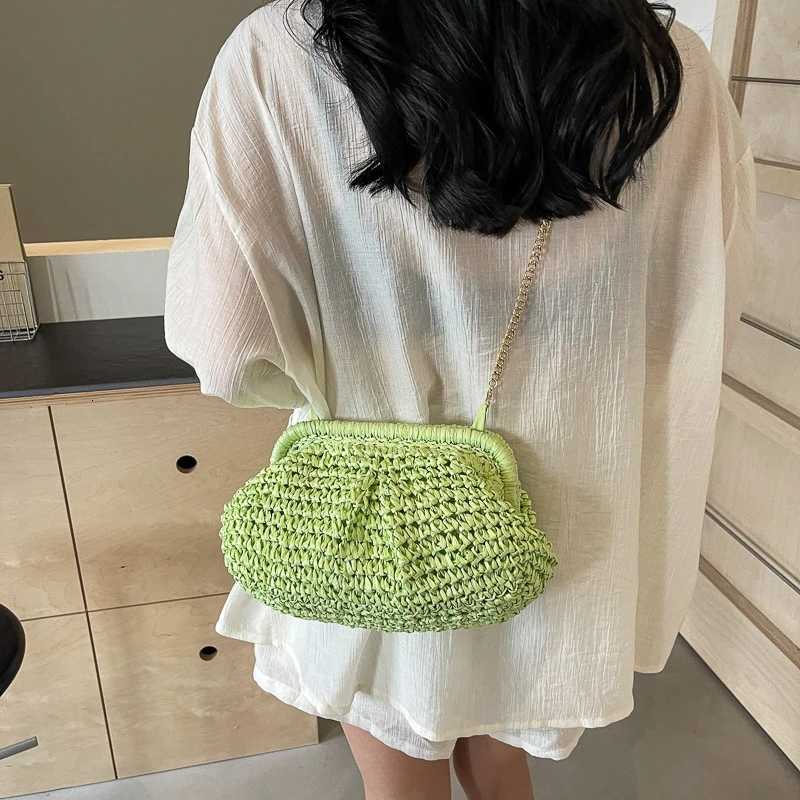 Fabric Straw Woven Shoulder Bags Grassland High Beauty Womens Bags 2025 Hot Sale New CHAINS Versatile Womens Handbags Y250719