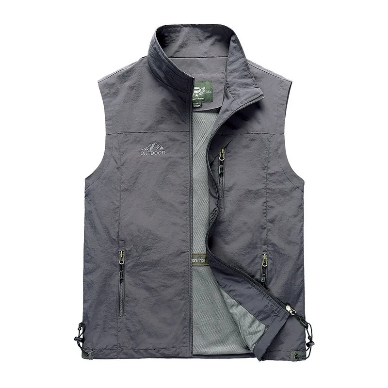 Trendy Mens Fashion Simple Vest Malestand Collar Pography Spring Summer Outdoor Leisure Quickdrying 250707