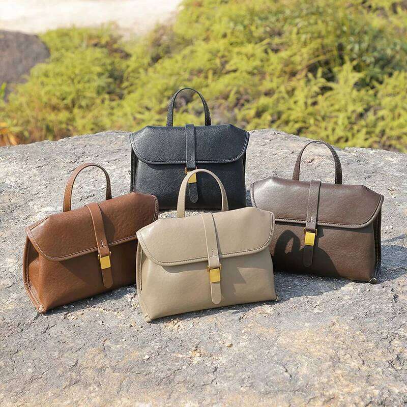 Women's Casual Retro Flip Over Mailman Crossbody Shoulder Bag Ladies Popular Fashion Commuting Versatile Genuine Leather Handbag