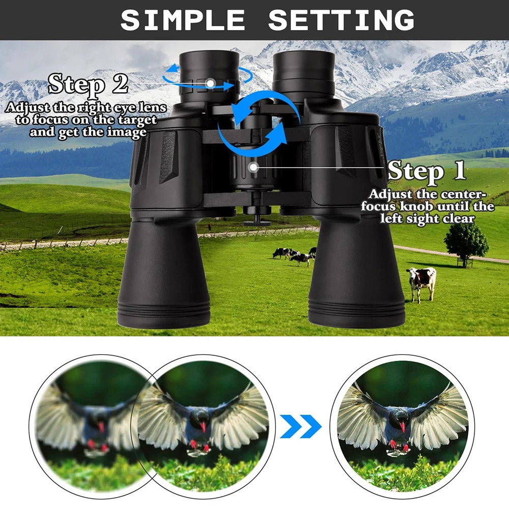 20x50 Military Binoculars for Adults with Smartphone Adapter With BAK4 Prism FMC Lens Telescope Tactical Hiking 250708