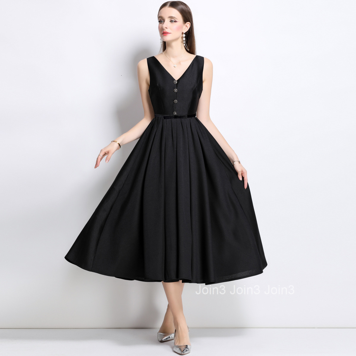 6806 Elegant Temperament Waist-Cinching Collar Dress French Style Slim Fit Mid-Length Dress with Belt