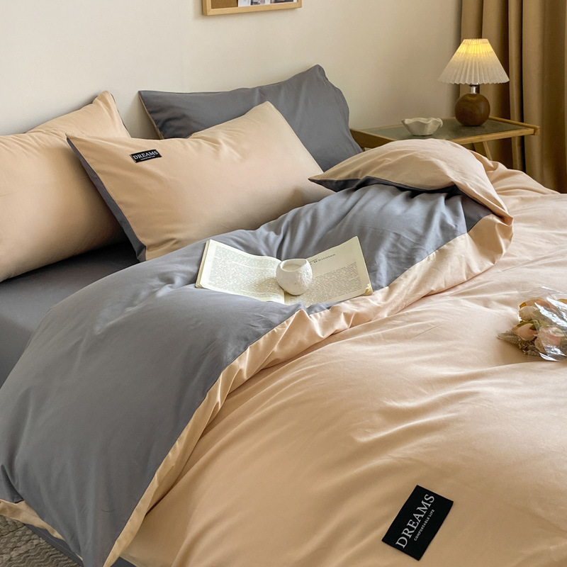 Designer bedding, long-staple cotton, cotton bed four-piece set, pure cotton quilt cover, bed sheet, bed hat three-piece set