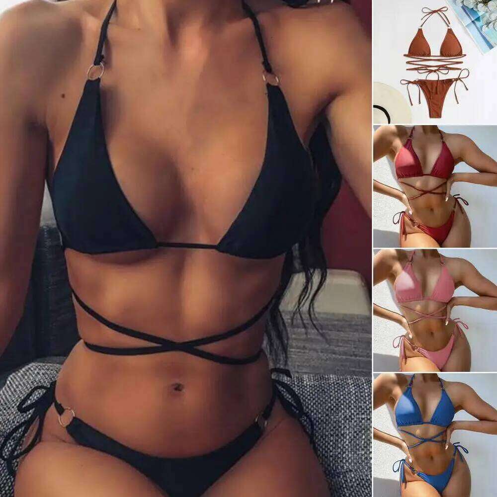 Slim Fit 2 Pcs/Set Popular Backless Summer Women Swimsuit Beachwear Lady Bikini Soft for Spa