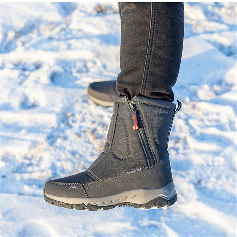 Large Size Winter Mens Boots Warm Plush Ankle Boots Sweat Wicking High-Top Warm Snow Boots Outdoor Sneakers Winter Mens Shoes 250805