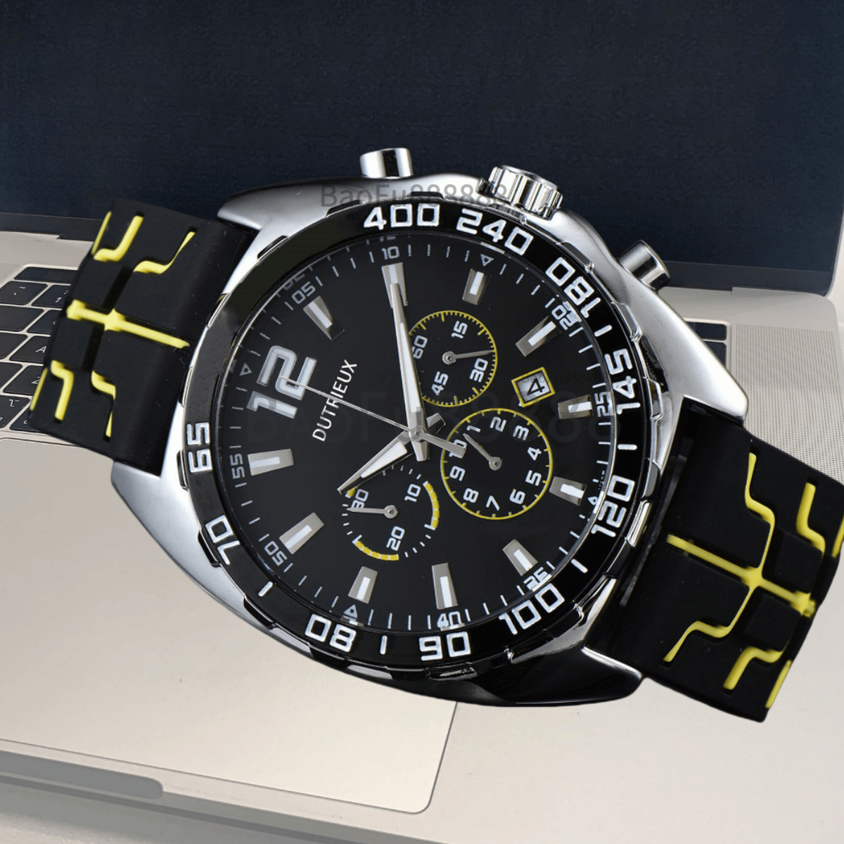 Yellow Sport Watches for Men Quartz Wristwatch Luxury Fashion Brand Chronograph Rubber Strap Fashion Automatic Date Hot Sale Male Clocks