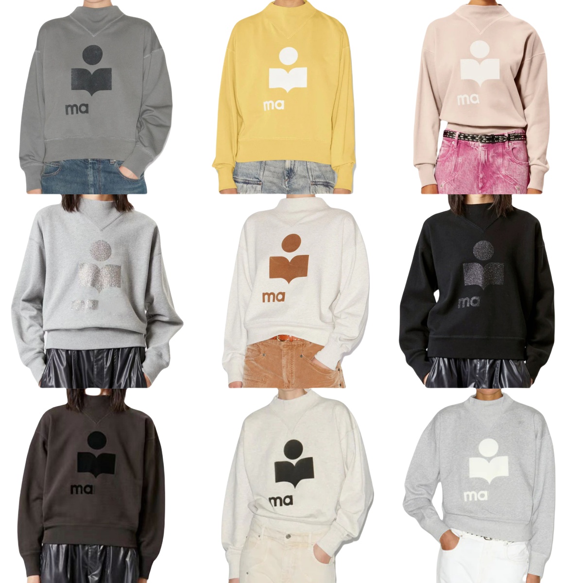 Isab Classic Marantts Flocked Sweatshirts Ribbed Half Turtleneck Stand Collar Cotton Women Designer Sweatshirt Soft Warm Sweaters