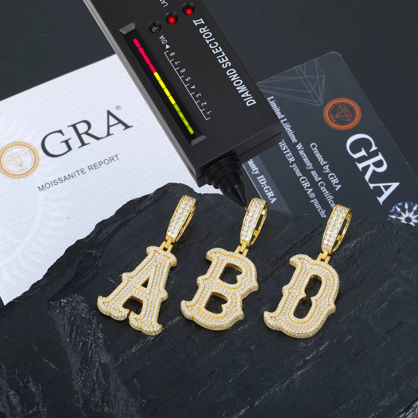 Iced Out Jewelry Custom Hip Hop A-Z Letter Pendants 925 Sterling Silver Moissanite Initial Pendant Men Jewelry