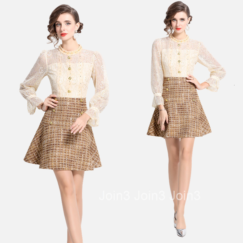 8038 Autumn New Womens Clothing Style Embroidered Lace Splicing Coarse Floral Hemp Waist Dress