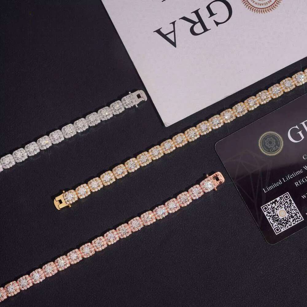 Fine Jewelry Iced Out Sterling Sier VVS Dia GRA Certificated Hip Hop Moissanite Tennis Bracelet
