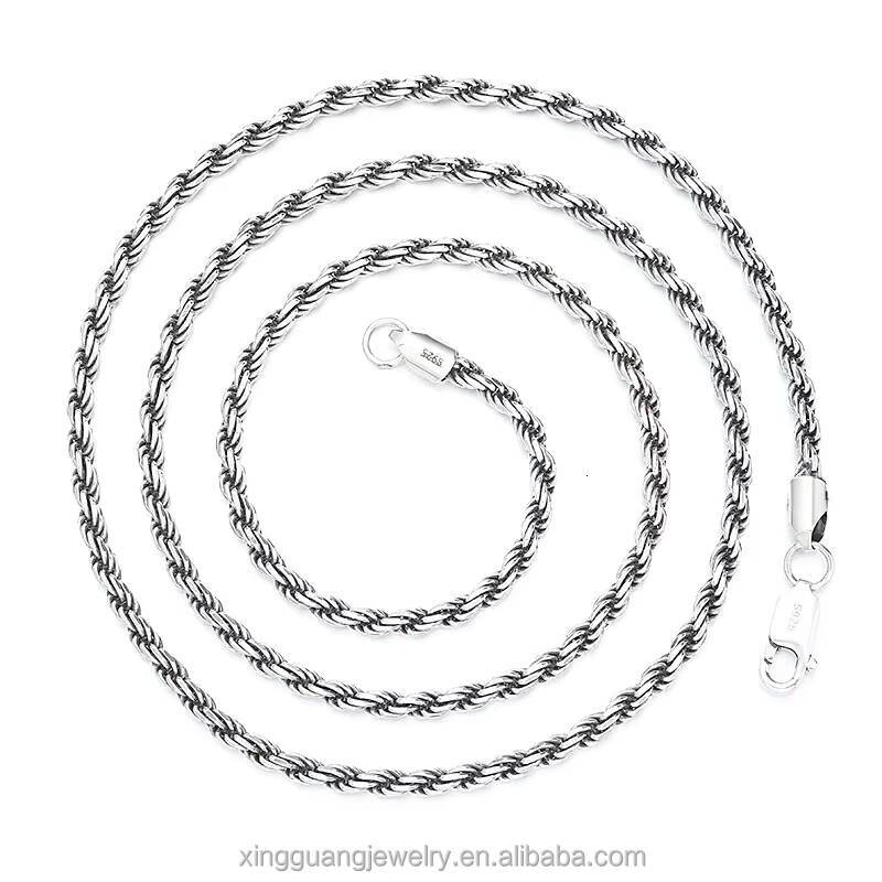 XG Factory Price Hip Hop Rope Silver Chains Solid 925 Sterling Silver Gold Plate Fine Jewelry Necklaces for Men Women