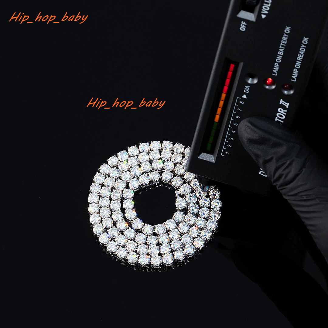 Moissanite Jewelry 3-5MM 925 Sterling Silver VVS Moissanite Tennis Chain Necklace