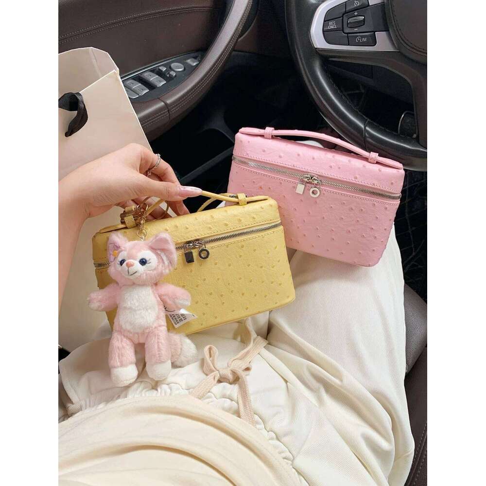 Ele Ostrich Pattern Leather Eup Women's Crossbody Oulder Bag Faionable Lunch Box Design Casual Handbag