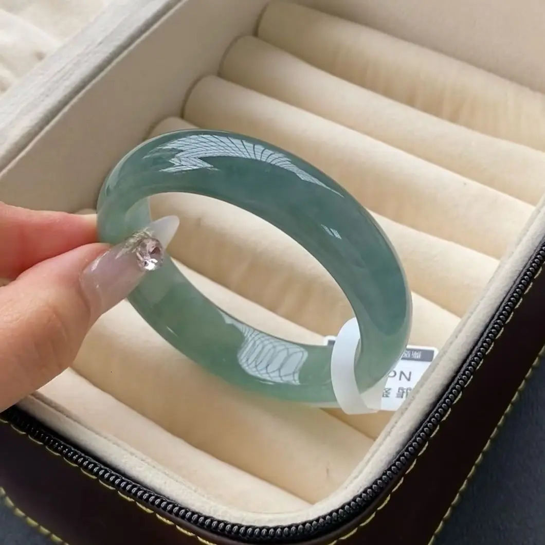 100% real green jade bangles natural handmade bracelets floating flower emerald ladies bracelet jade gift Bangles Lady PartyGift 250716