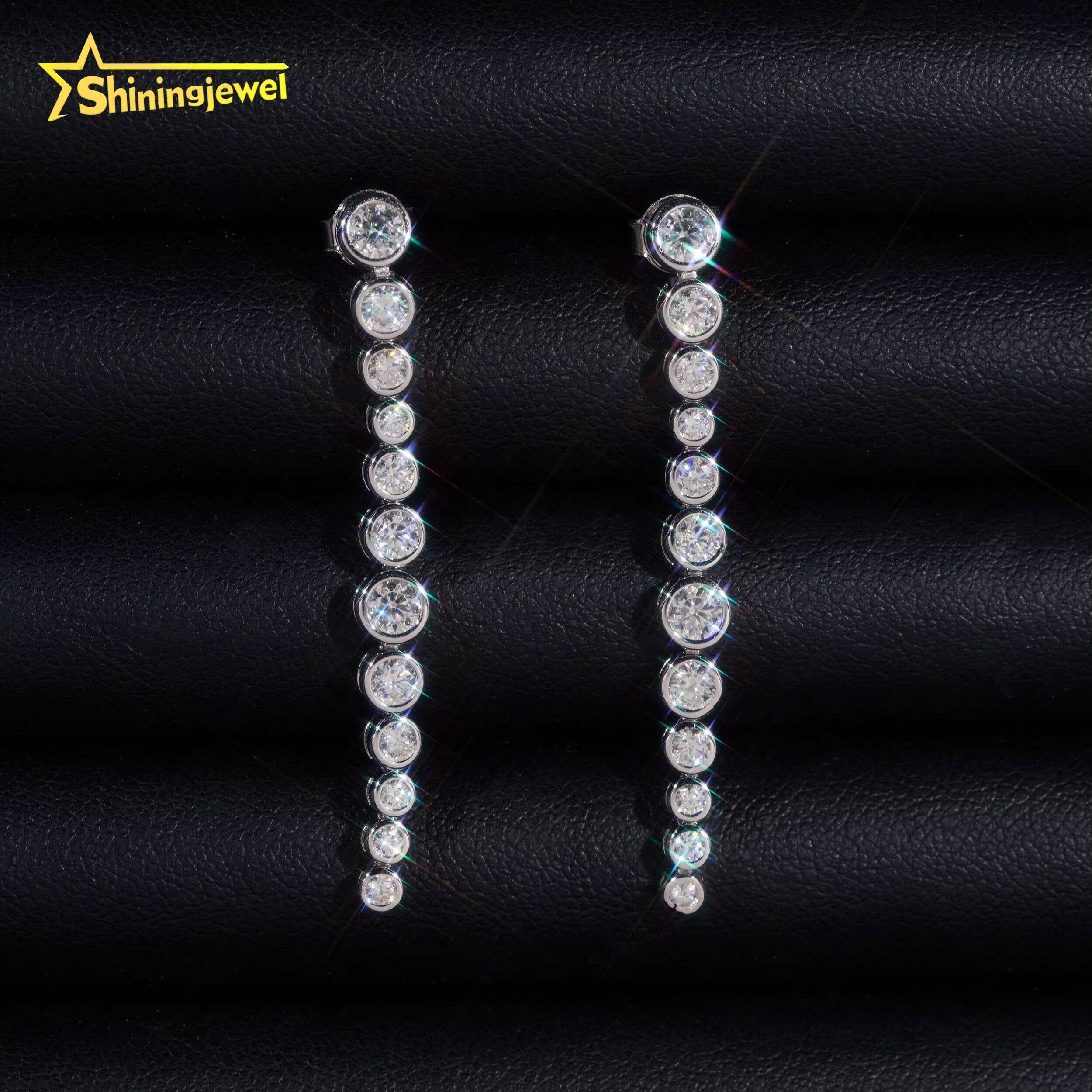 GRA Certificate Elegant Luxury 925 Silver Bezel Setting Women VVS Moissanite Drop Earrings