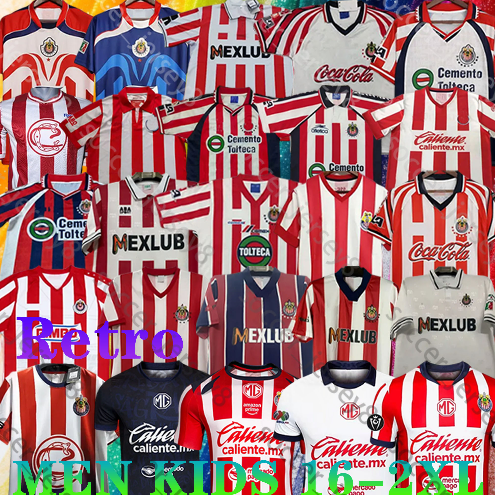 24 25 26 Chivas CHICHARITO De Guadalajara Soccer Jersey 86 88 95 96 97 98 99 00 06 07 17 18 Retro C.COWELL F.BELTRAN ALVARADO 2024 2025 goalkeeper men Kids kit football Shirt