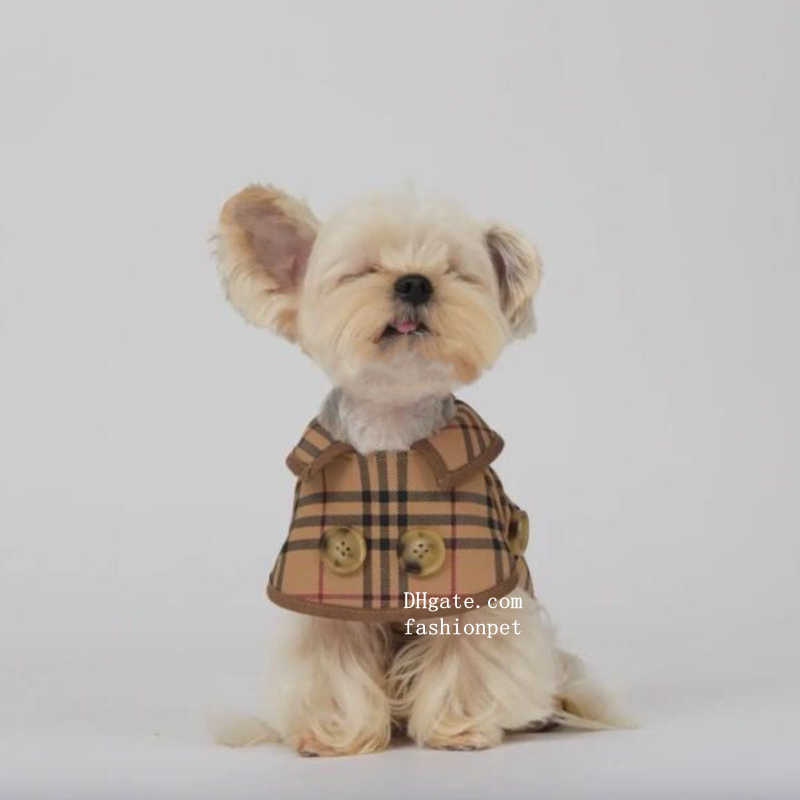 Designer Dog Clothes Classics Lapel Striped Grid Puppy Windbreaker, Luxury Lightweight Dog Jacket for Small Medium Dogs Chihuahuas Poodle Yorkshire Te
