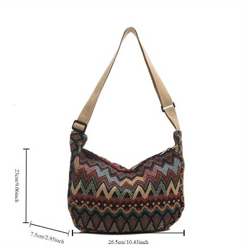 Bohemian Style Crossbody Bag Large Capacity Stylish Chest Bag Dumpling Backpack Heavy Canvas The Shoulder Strap Adjustable Y250719