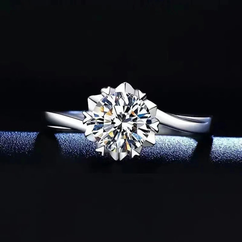 100% Real Ring Adjustable Size S925 Sliver D VVS1 Pass Diamond Test Pen GRA Certificate 18K Plating Rings for Women 250715