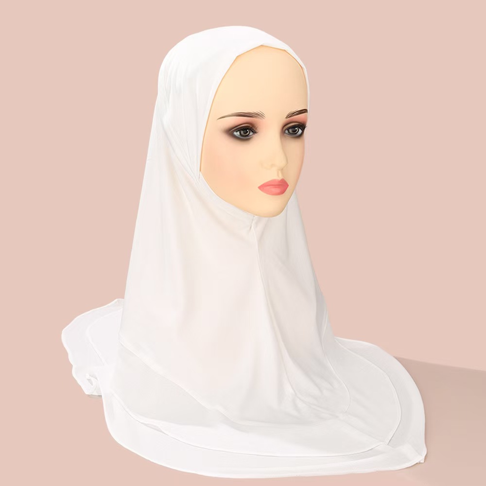T1267 headband solid color crystal linen double layer round edge chiffon headscarf scarf