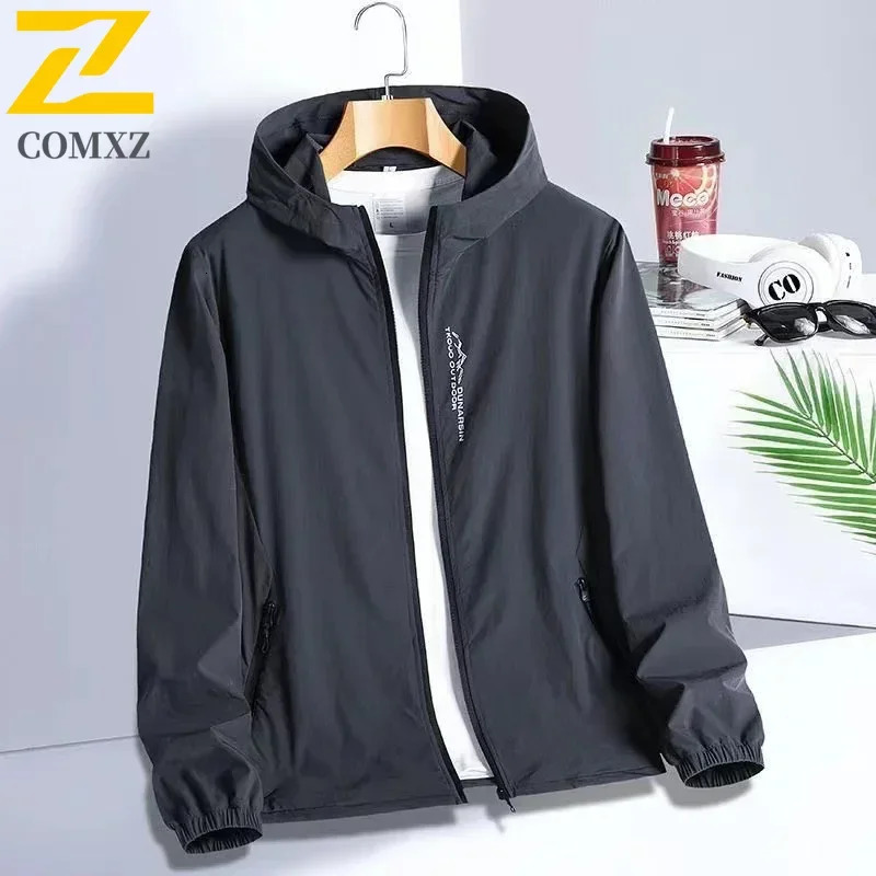 Summer Sun Protection Clothing Mens Casual Ultra-thin UV Ice Silk Hooded Jacket Outdoor Fishing Waterproof Skin Windbreaker 250717
