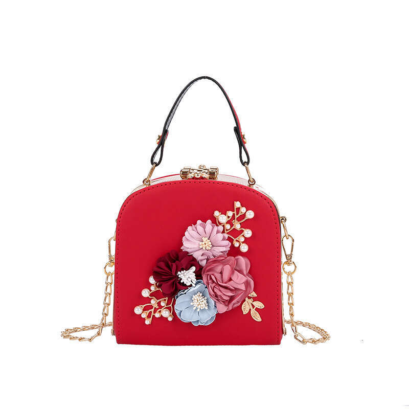 New Korean Style Metal Clip Camera Small Square Bag Fashion Evening Flower Single Shoulder Crossbody Handbag