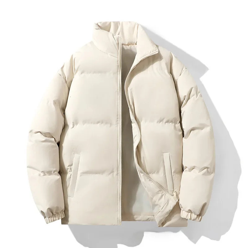 Thickened WinterCotton Coat Mens Padded Jacket Couple Trendy Stand Collar Puffer Jacket Solid Color Loose Fit Plus Size C 250716