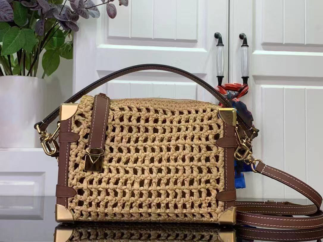 10A Mirror Quality Shoulder Bag Designer Bag Fashion Raffia Fashion Bag Luxury Handbag Women's Beach Bag Luxury Top Designer Leather Handbag with Metal Lettering