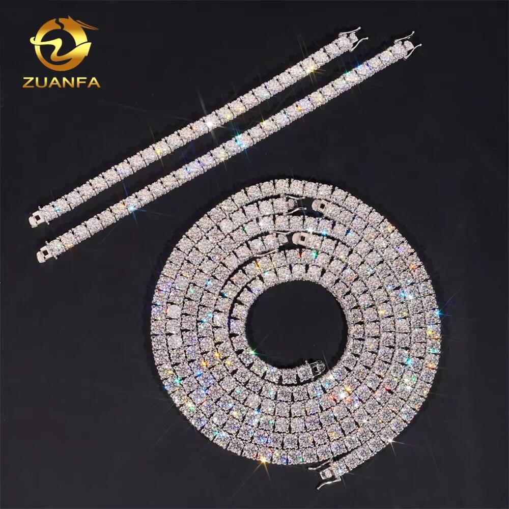 5mm 6.5mm Custom GRA Certificate VVS Moissanite Diamond-Studded Side Iced Out Tennis Chain 925 Silver Hip Hop Jewelry Link Chain