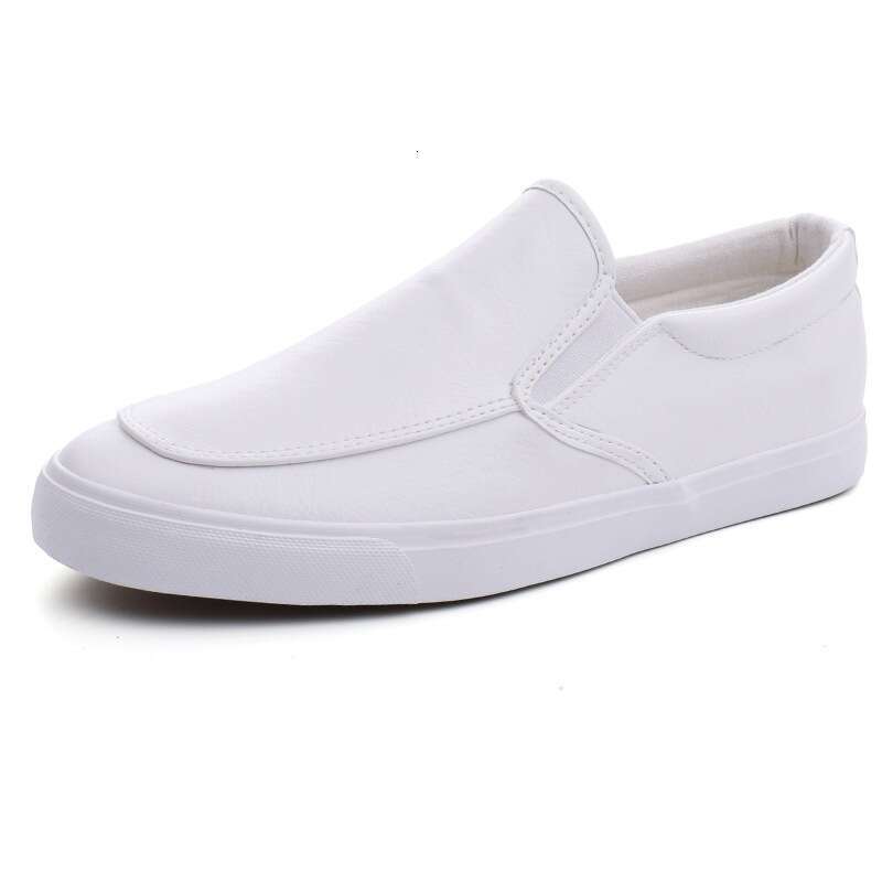 Lightweight Low-Top Flat White Sneakers Summer Trendy Men's Student Elastic Slip-On Shoes