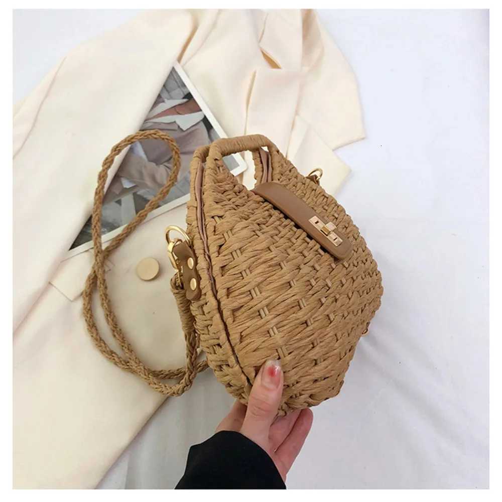 Woven Elegant Straw Woven Bag New Solid Color Shoulder Bag Crossbody Bag Y250719