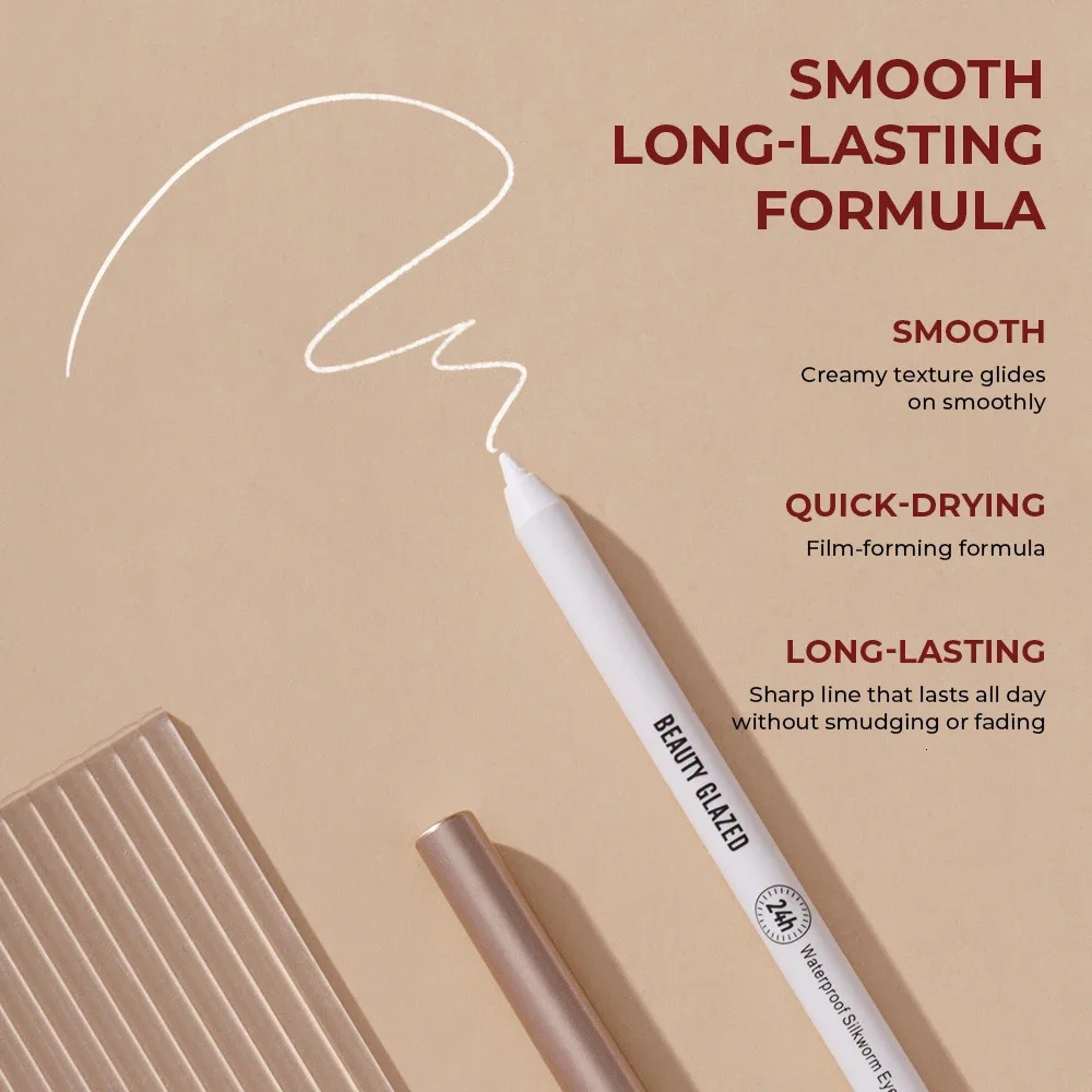 BEAUTY GLAZED Lasting Soft Gel Waterproof Highlighter Gel Pen White eyeliner Lying Silkworm Pen Eyes Makeup 250712